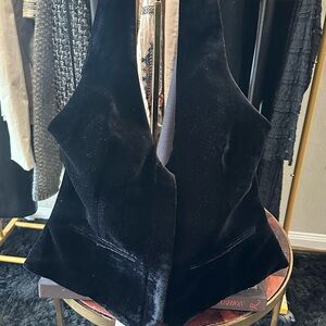 Zara Midnight Black Velvet Vest